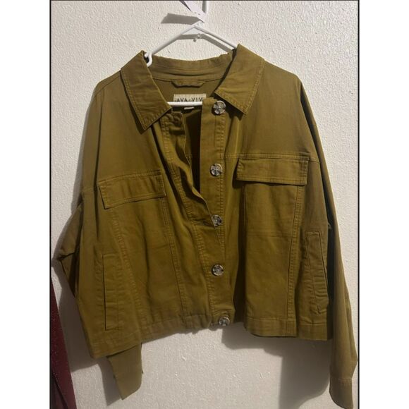 230 Ava & Viv Mustard Yellow Cropped Utility Jacket - Picture 2 of 3